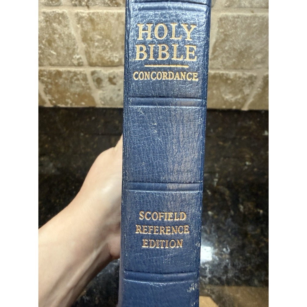 1971 Blue Genuine Morocco Leather Oxford Pre-Owned Scofield Reference KJV Bible - Picture 6 of 13